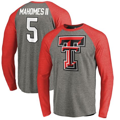 Men's Fanatics Branded Patrick Mahomes Heathered Gray Texas Tech Red ...