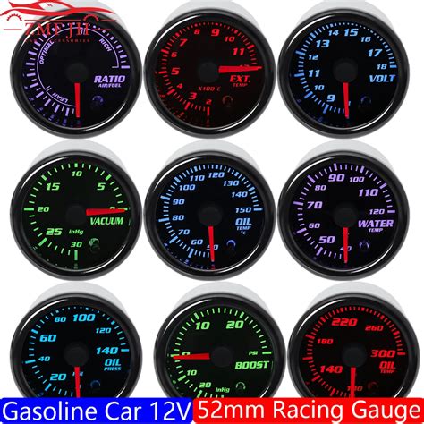 2 52mm Car Boost Gauge BAR PSI Exhaust Gas Temp Water Oil Temp Fuel