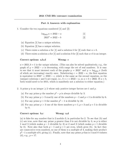 CMI Entrance Exam 2021 Question Paper Solution B Sc Maths Computer