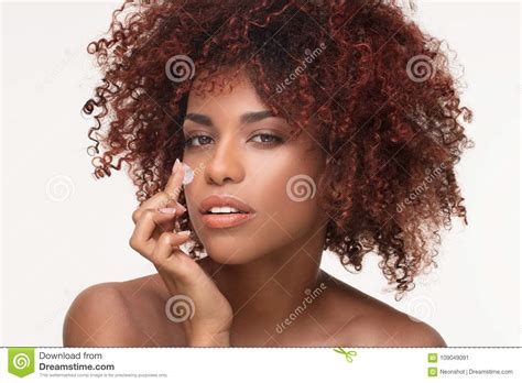 Beauty Portrait of Natural Girl with Afro. Stock Image - Image of ...