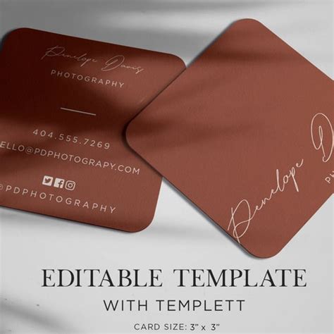 Editable Business Card Template Diy Standard Business Card Etsy