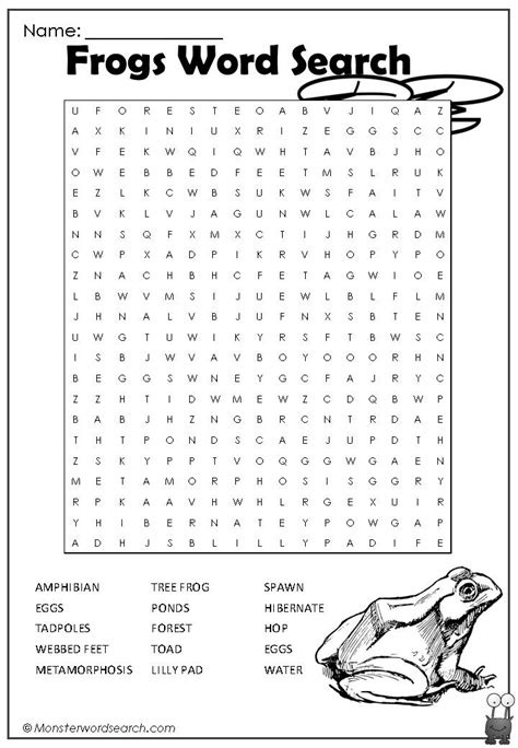 Awesome Frogs Word Search Free Printable