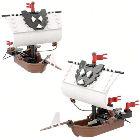 Building Block Moc Assembly Of Medieval Fishing Boats Pirate Ships