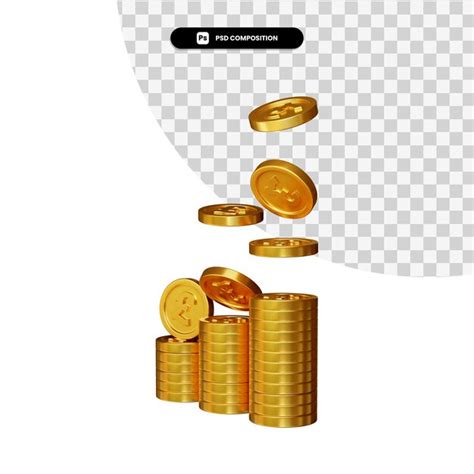 Premium Psd Stack Of Golden Coins In 3d Rendering Isolated