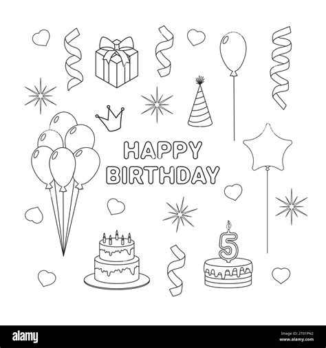 The Collage Is In Black And White Birthday Stock Vector Image And Art Alamy