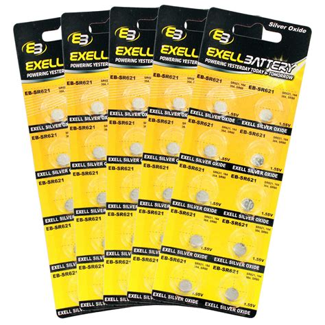 5pc 10pk Exell Eb Sr621 Silver Oxide 15v Watch Battery For Sr621sw 364