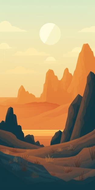 Premium Photo Badlands Minimalist Mountain Landscape In Boho Art Style