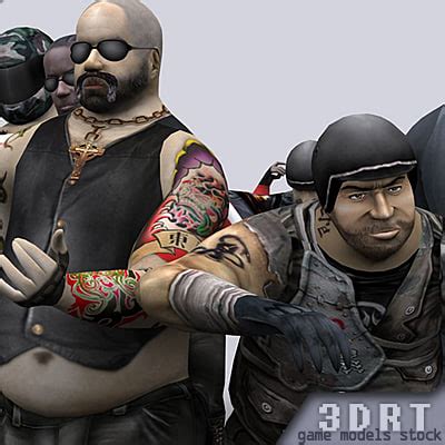 Bikers Gang Male Character 3d 3ds