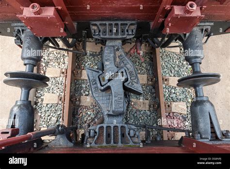 Close up of a Train car coupler joint Stock Photo - Alamy