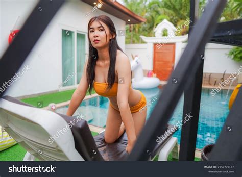 Sexy Asian Woman Wearing Yellow Bikini Stock Photo Shutterstock
