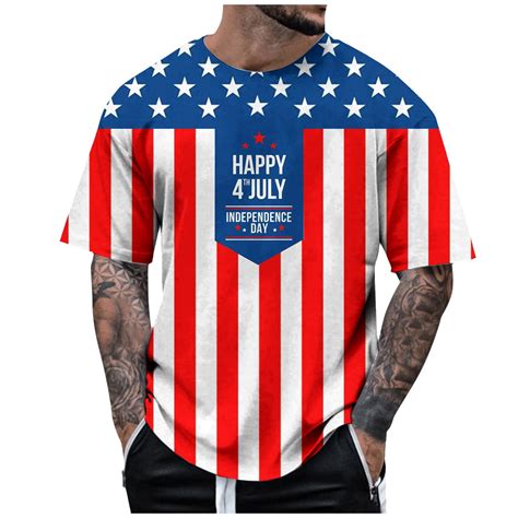 Mens Patriotic Polo Shirts Trendy Short Sleeve American Flag Printed