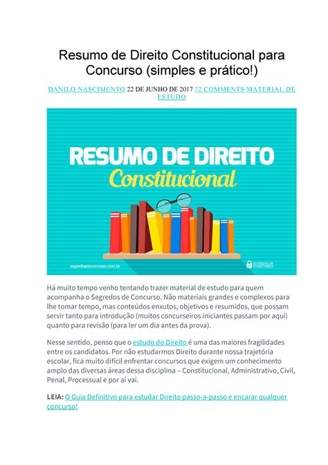 Resumo De Direito Constitucional Para Concurso Resumo De Direito Constitucional Para Concurso