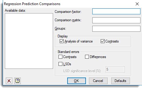 Regression Prediction Comparisons Genstat V22