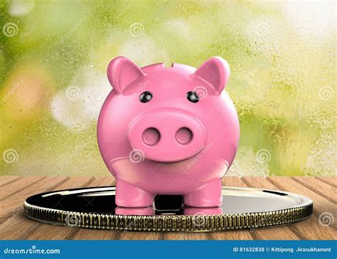 Piggy Bank On Golden Coin Stock Illustration Illustration Of Safe