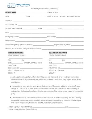 Fillable Online Patient Registration Form Please Print Patient Name