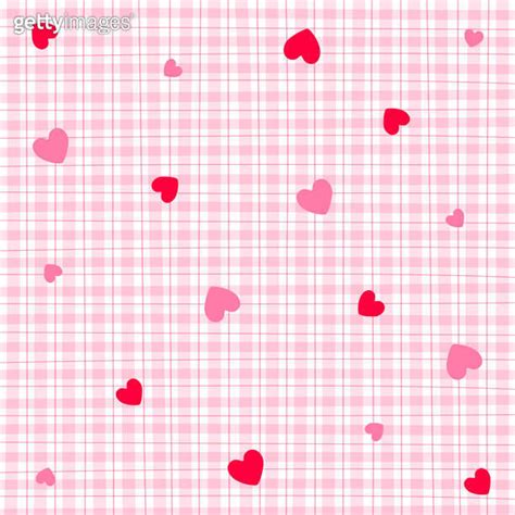 Pink Red Heart Love Valentine S Day Gingham Pattern Square Background