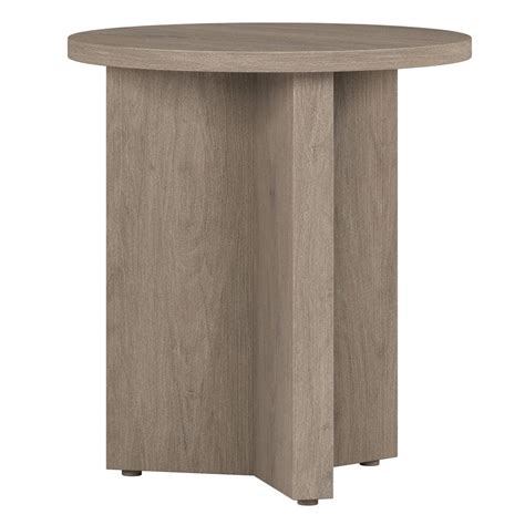 Meyer Cross Anders In Antiqued Gray Oak Round Mdf Top End Table