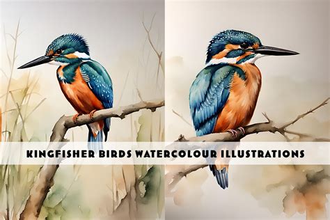 Kingfisher Bird Watercolour Illustration Graphic By Siren Seventy One