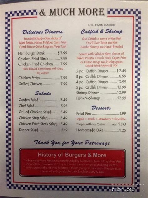 Menu of Burgers & More in Hot Springs, AR 71913