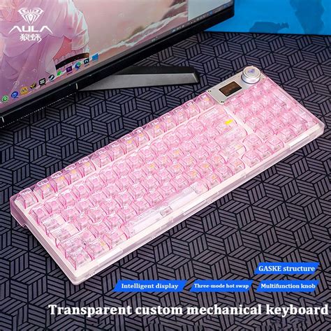 AULA F Pro Wireless Transparent Mechanical Keyboard Bluetooth Three Mode Custom Hot Swapable