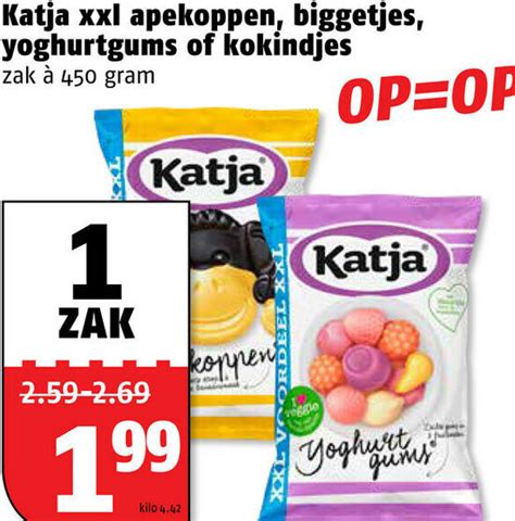 Katja Xxl Apekoppen Biggetjes Yoghurtgums Of Kokindjes 450g Aanbieding