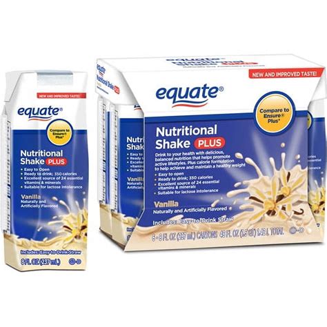 Equate Vanilla Nutritional Shake Plus 8 Fl Oz 6 Count