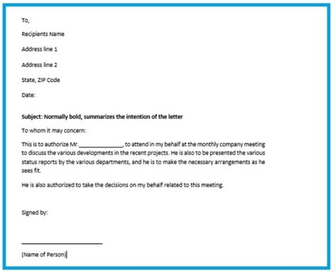 Letter Of Authority And Authorization With Format In Word