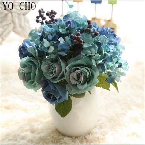 Yo Cho Tiffany Blauw Pioen Bruiloft Decoratie Hortensia Zijden Bloemen