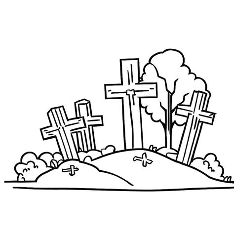 Coloriage Dessin Gratuit de Cimetière télécharger et imprimer gratuit