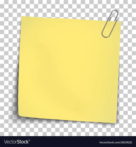 Paper mockup yellow note attached metallic Vector Image