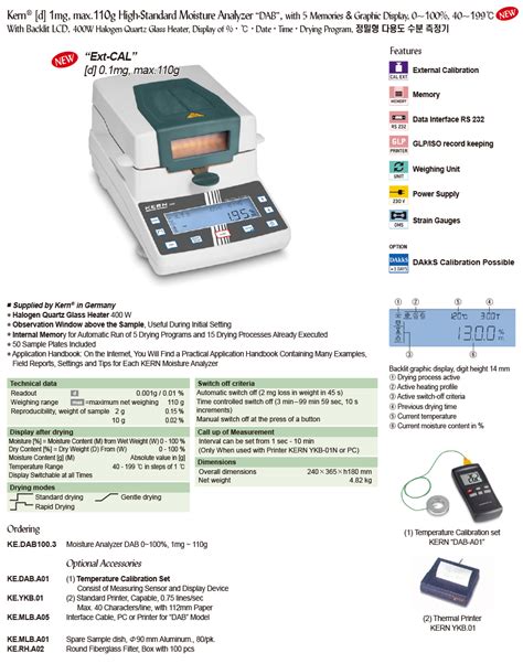 Kern D Mg Max G High Standard Moisture Analyzer Dab With