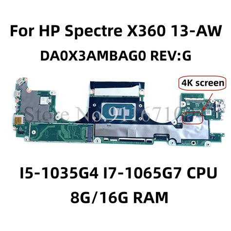 DA0X3AMBAG0 Mainboard For HP Spectre X360 13 AW 13 AW0013DX Laptop