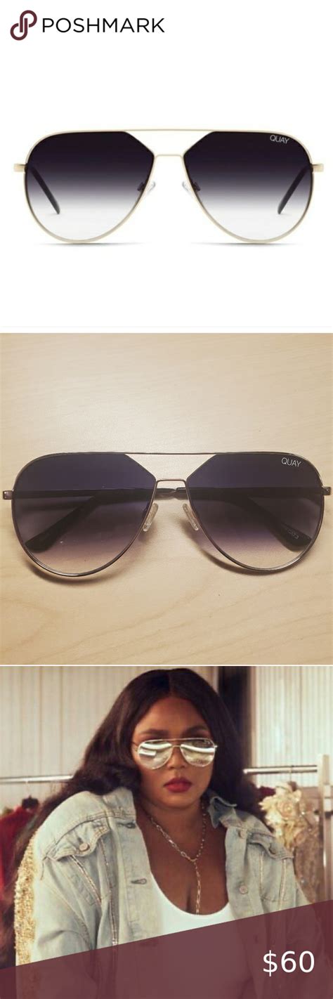 Quay X Lizzo Hold Please Aviator Sunglasses Gold Fade