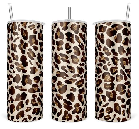 Skinny Tumbler Black Glitter Leopard Print Tumbler Holographic Tumbler