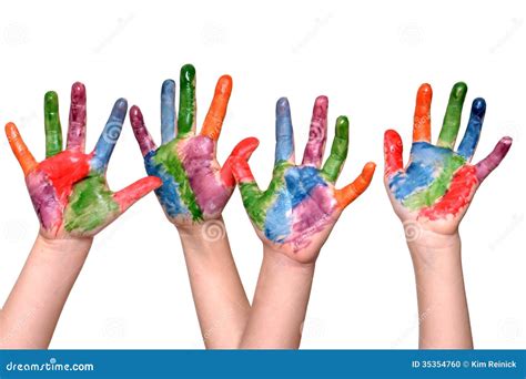 Painted Kids Hands Stock Photo Image Of Handprint Fingers 35354760