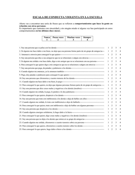ESCALA DE CONDUCTA VIOLENTA EN LA ESCUELA