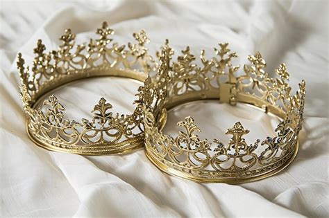 Premium Photo Golden Crowns For King Or Queen Monarchy Symbol