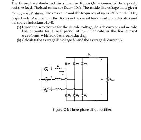 Solved The Three Phase Diode Rectifier Shown In Figure Q4 Is