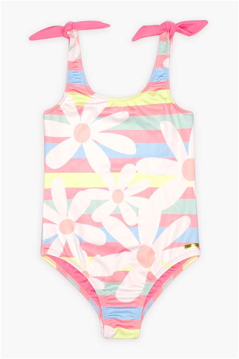 Maiô Infantil Listrado Floral Dedeka