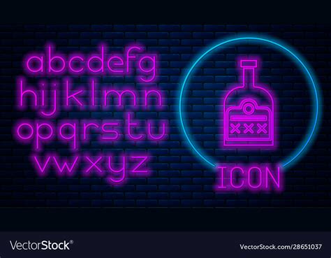 Glowing Neon Alcohol Drink Rum Bottle Icon Vector Image