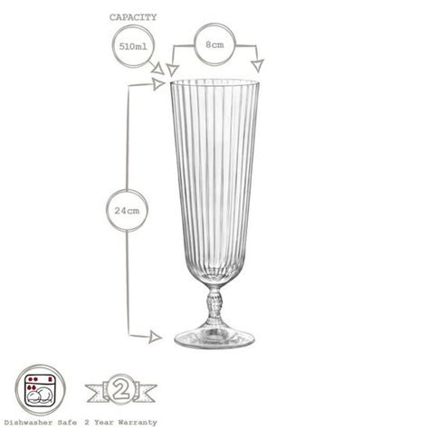 Glassware America 20s Sling Cocktail Glasses 510ml Pack Of 6 Bormioli Rocco