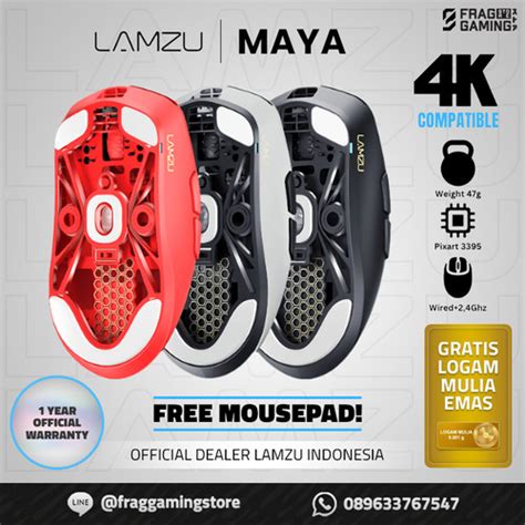 Jual Lamzu Maya Ultralight Ergonomic Wireless Mouse Ghz Available K