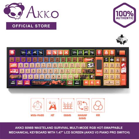 Akko B Wasteland Survival Multi Mode Rgb Hot Swappable Mechanical Keyboard With Lcd