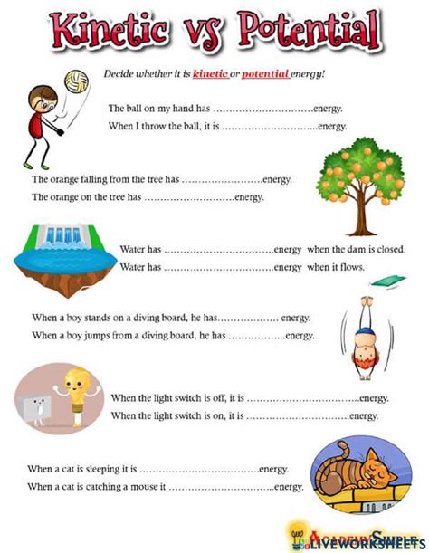 Potential Vs Kinetic Energy Online Exercise For Live Worksheets