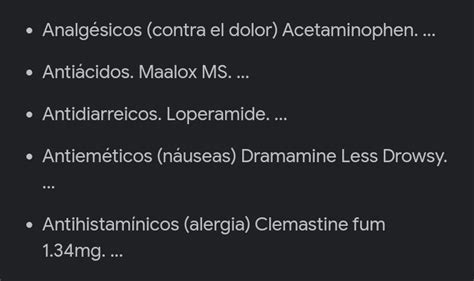 Diga 5 Tipos De Medicamentos Que Se Incluyen En Los Medicamentos De