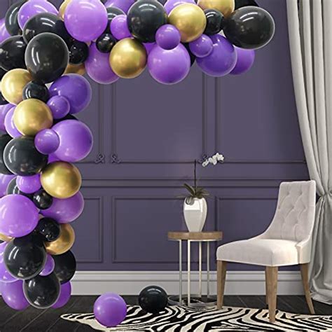 Black Purple And Gold Balloons 130pcs Black And Purple Balloon