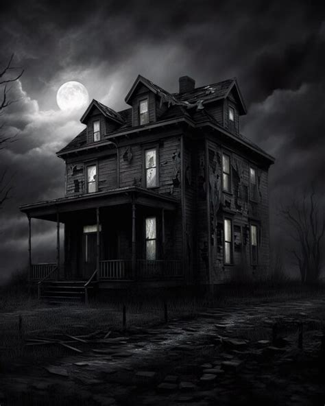 Premium AI Image Spooky Abandoned Haunted House In Dark Forest