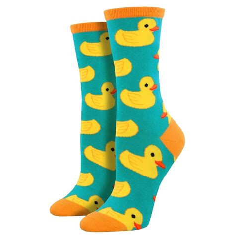 Yellow Rubber Duckie Duck Turquoise Luxury Ladies Socks From Ties Planet Uk