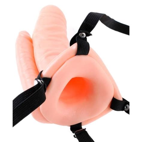 Fetish Fantasy Double Penetrator Vibrating Hollow Strap On Cream