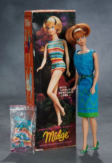 Bendable Leg Midge 1965 In Box Wearing 1620 Barbie Vintage